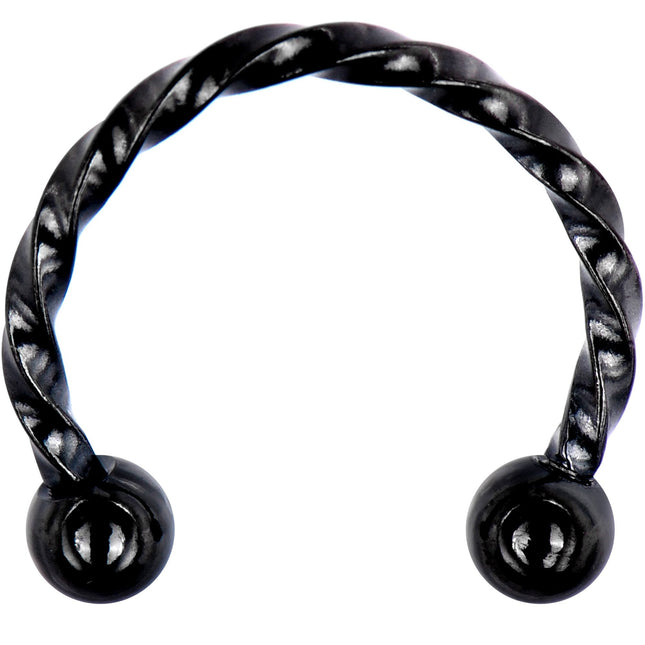 16G 3/8 Black Seriously Twisted Horseshoe Circular Barbell