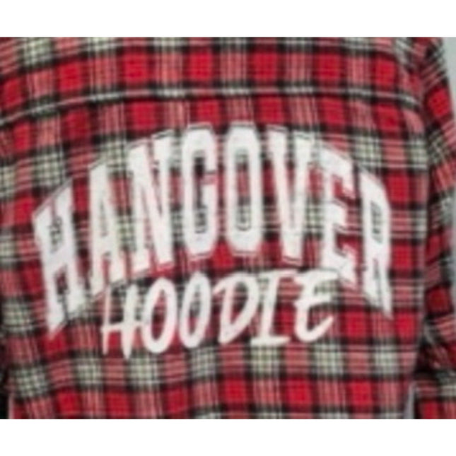 New Hand Printed Womens Medium Hangover Hoodie Long Sleeve Plaid Flannel Hoodie