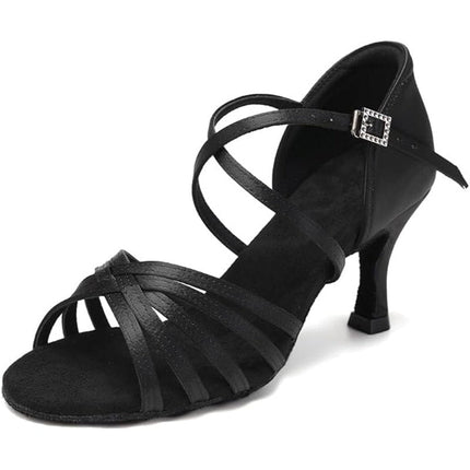 Hipposeus Womens Size 8.5 Black 3" Heels Open Round Toe Ankle Strap Shoes