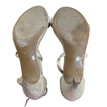 Dream Pairs Womens 6.5 Gold Glitter 3" Heel Stiletto Open Toe Ankle Wrap Shoes