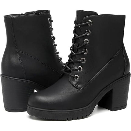 New Tyndall Womens 9 Black 4" Chunky Heel Ankle Boot Round Toe Size Zip Shoes