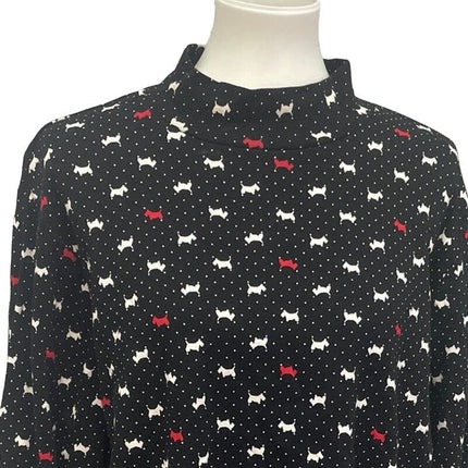 Croft & Barrow Womens Plus Size 3X Long Sleeve Scottie Dog Mock Turtleneck Top