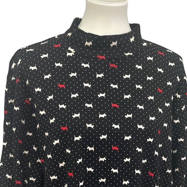 Croft & Barrow Womens Plus Size 3X Long Sleeve Scottie Dog Mock Turtleneck Top