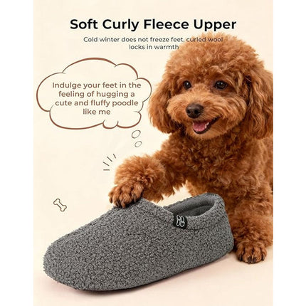 New HomeTop Womens Size 7/8 Gray Fuzzy Curly Fur Memory Foam House Slippers