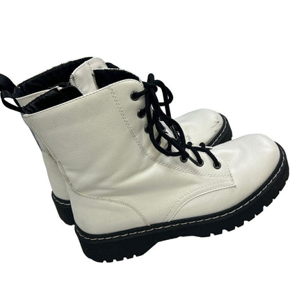 Sincerely Jules Womens Size 9.5 Harley White Leather Lace Up Boots
