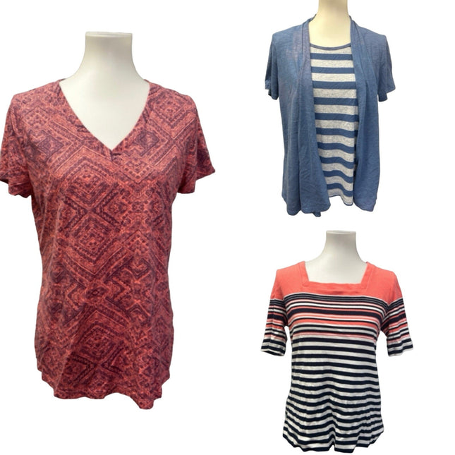 3 Mossimo Womens Large Short Sleeve Layered Look Cotton Blend Tee Shirt Blouses