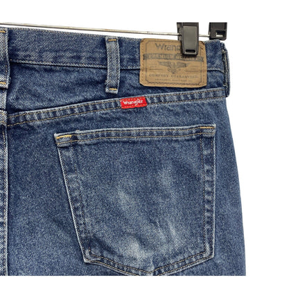 Wrangler Mens 36 X 32 100% Cotton Relaxed Fit Med Wash Denim Blue Jeans