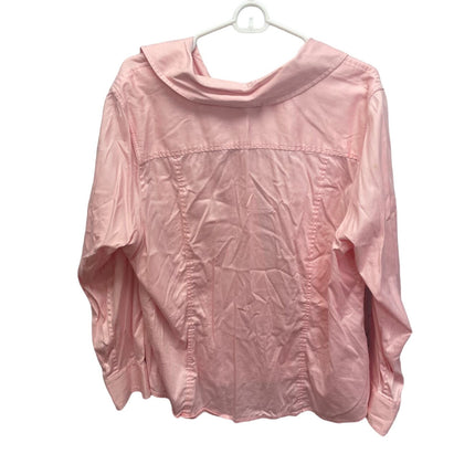 Context Woman Plus Size 20W Long Sleeve Button Down Stretch Cotton Top