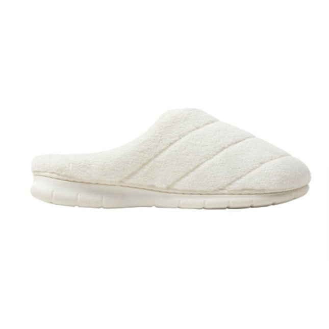 New In Box Dearfoams Women Small 5/6 Cream SlideOn Memory Foam Washable Slippers