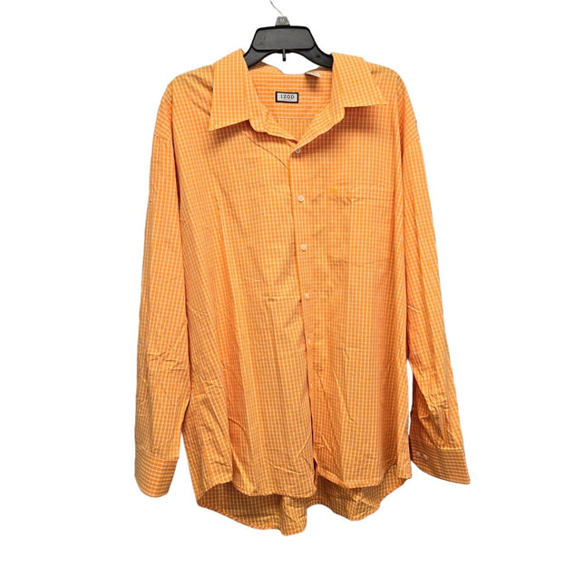 IZOD Mens 2XL 100% Cotton Plaid Long Sleeve Button Down Shirt w Front Pocket