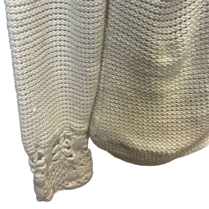 Liz Claiborne Large Crochet Knit Cotton Blend Long Sleeve Button Down Cardigan