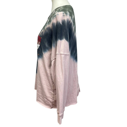 Upcycled Hand Printed XL Christmas Fa La La La Latte Long Slv Tie Dye Sweatshirt