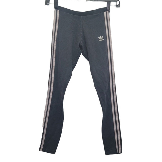 Adidas Womens Small Cotton Spandex Side Striped Athletic Leggings