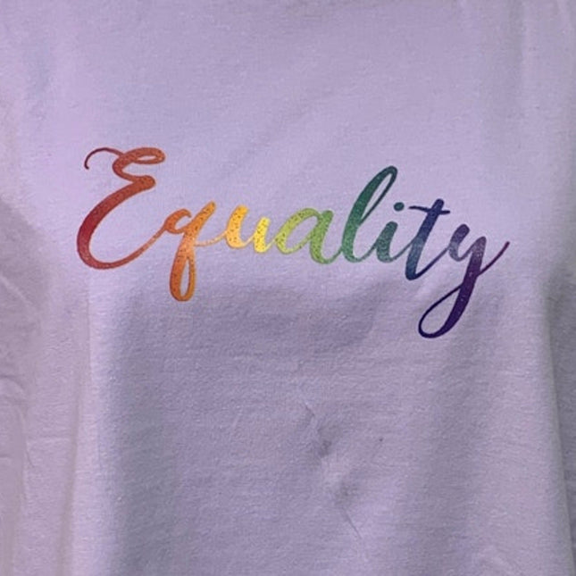 New Handprinted Womens XXL Lilac Purple 100% Cotton Rainbow Equality Muscle Tee