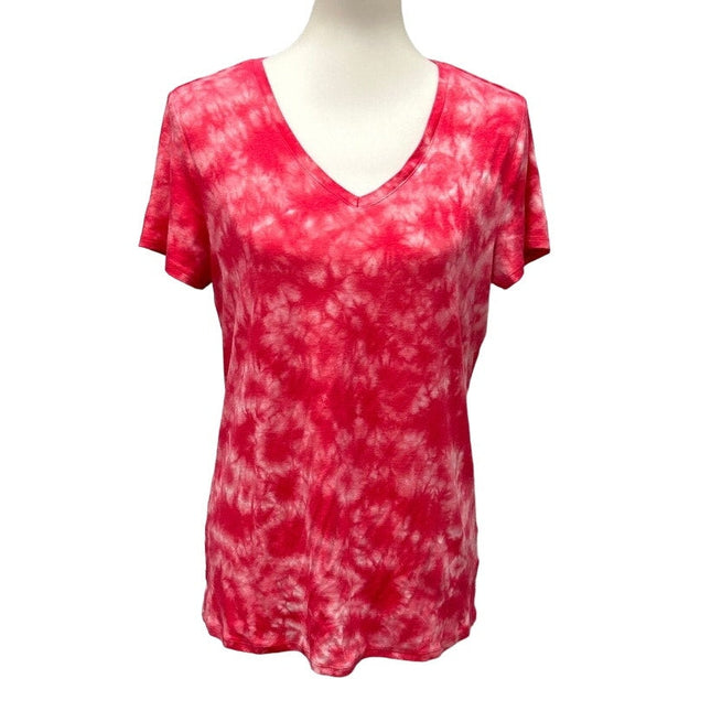 Lot of 2 Faded Glory Womens Large Short Sleeve V-Neck PolyCotton Tee Shirts
