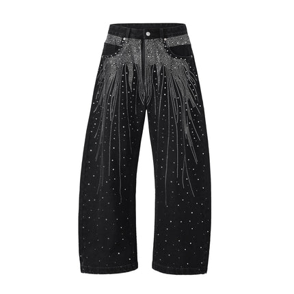 NOIR FLORAL RHINESTONE DENIM