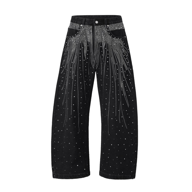 NOIR FLORAL RHINESTONE DENIM