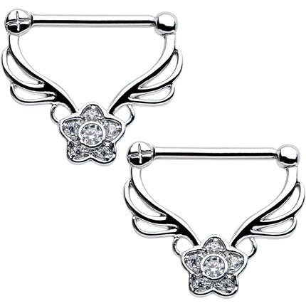 14G 9/16 Clear Gem Power Star Nipple Clicker Set