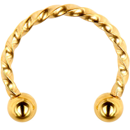 16G 3/8 Gold Tone Seriously Twisted Horseshoe Circular Barbell