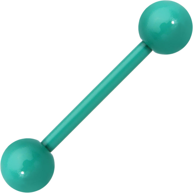14G 5/8 Green Acrylic Over Steel Barbell Tongue Ring