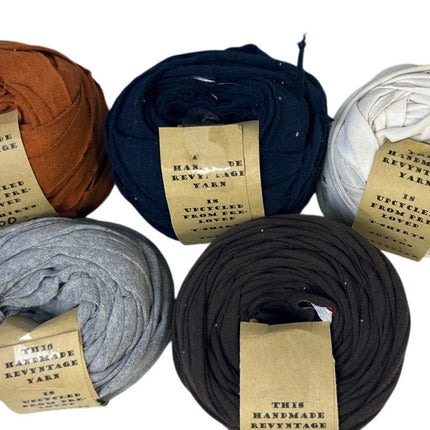 120+ yds Handmade Upcycled Tee Shirt Earth Tones Fabric Ribbon Yarn Craft Supply