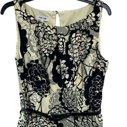 Jones Studio Womens Size 14 Sleeveless Floral Size Zip Sheath Dress w Belt