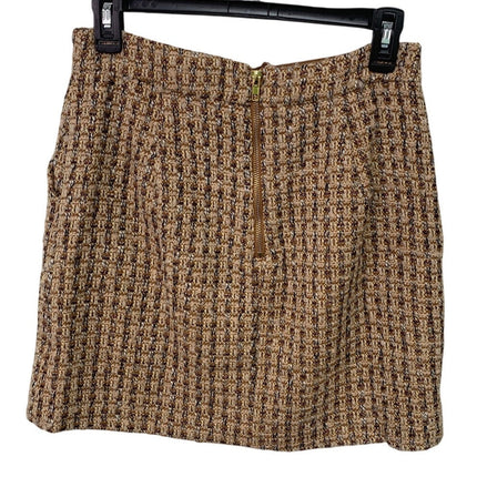 NWT New Walter Baker Womens Size 6 Metallic Gold Lined Tweed Mini Skirt