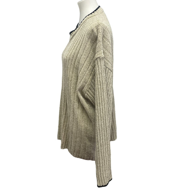 Untied Mens 3XL Long Sleeve Super Soft Acrylic V-Neck Solid Tan Pullover Sweater