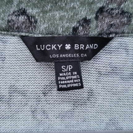 NWT New Lucky Brand Womens Small Leopard Print Viscose Long Sleeve Henley Top