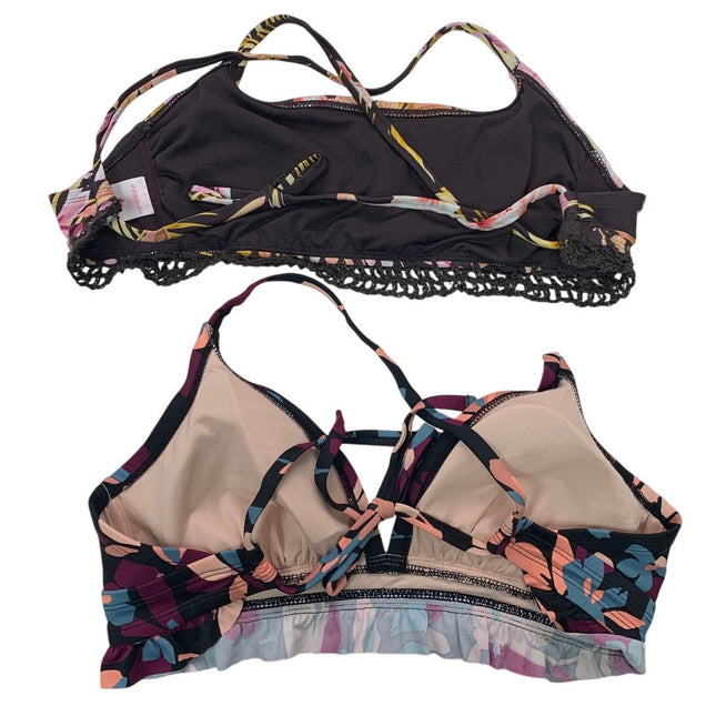 Lot of 2 New Kona Sol Xhilaration Womens D/DD Floral Swim Bikini Tops ONLY