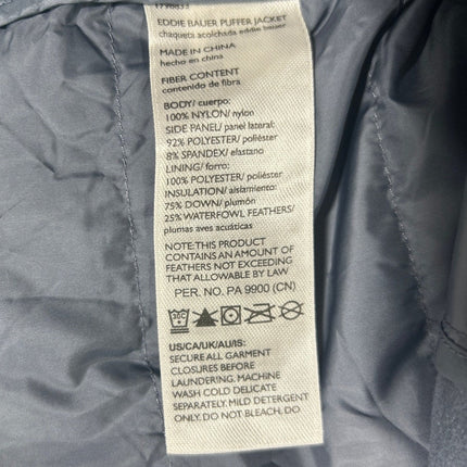New Eddie Bauer Mens XL Blue Hooded Zip Up Soft Packable 550 Down Puffer Jacket