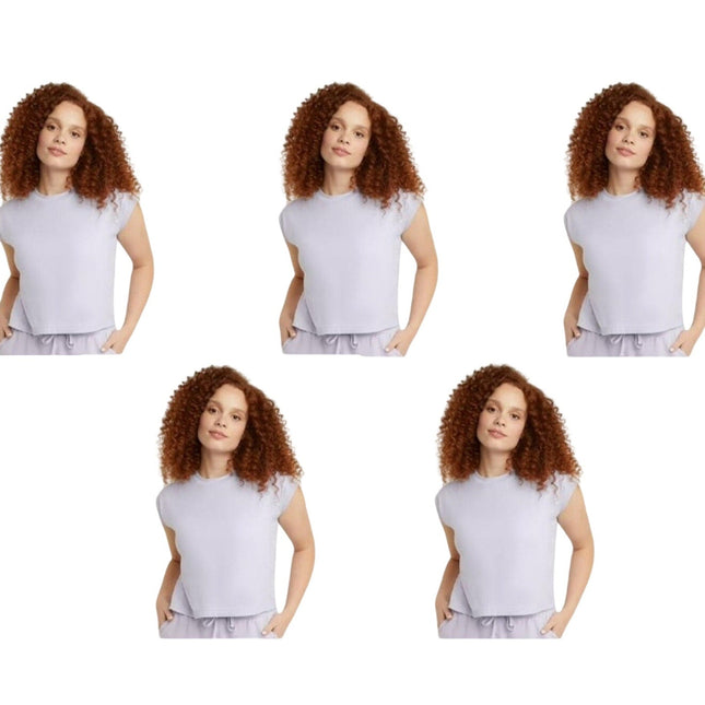 New 5-Pack Hanes Womens Medium Purple Ringspun Cotton Cap Sleeve Muscle Tees