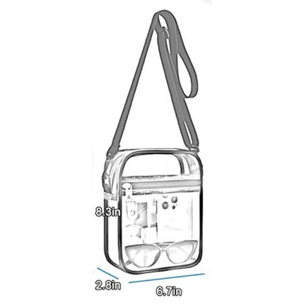 Uspeclare Red Trim Crossbody Zip Closure Clear Stadium Approved Purse Handbag