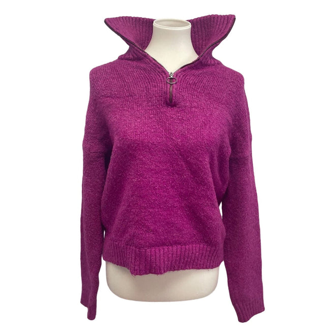 EE Some Womens Small 1/4 Zip Long Sleeve Acrylic Collared Pullover Sweater
