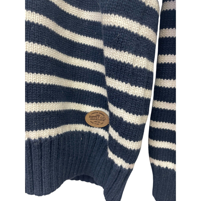 H&M LOGG Boys Medium 8-10 Cotton Navy Long Sleeve 1/4 Zip Pullover Sweater