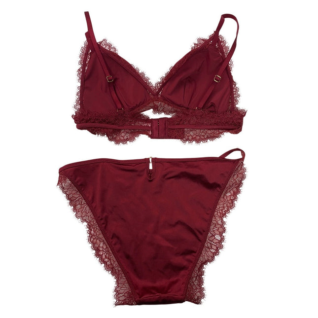 New Aerie Womens Small Wire Free Padded Back Clasp Bra Lace Bikini Underwear Set