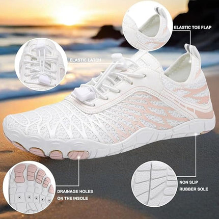 Hike Womens Size 7.5W Wide White Peach Breathable Mesh Non Slip Barefoot Shoes