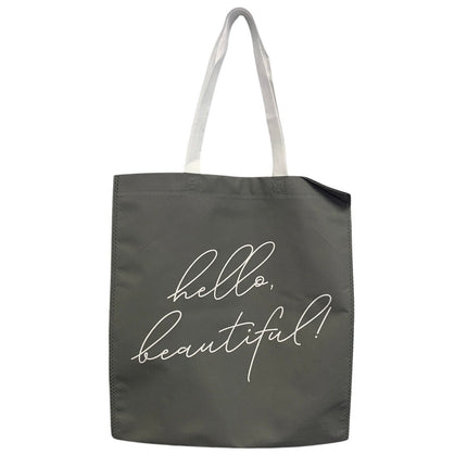 New Upcycled Hand Printed Christmas Tree Hello Beautiful Shopper Tote Bag