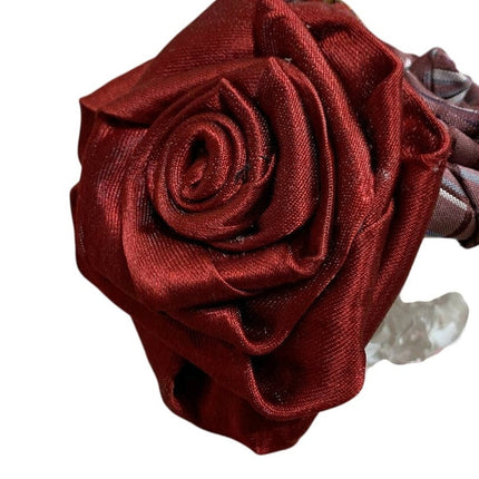 Handmade Upcycled Necktie Red Pink Valentines  Day Gift Bouquet Wine Glass Vase