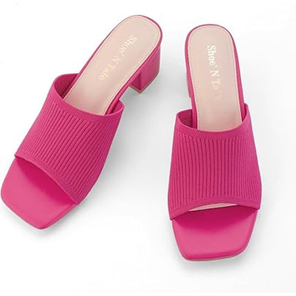 Shoe'N Tale Womens Size 11 Hot Pink 2.5" Heel Open Toe SlideOn Mule Sandal Shoes