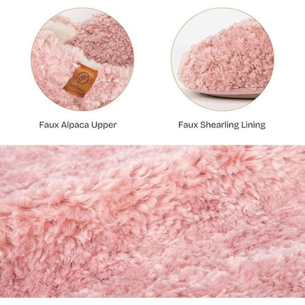 New EverFoams Womens Size 7/8 Pink Fuzzy Slide On Memory Foam House Slippers