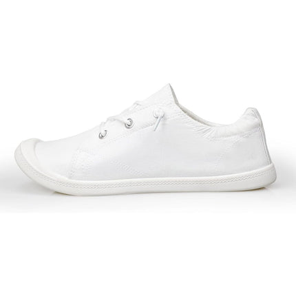 Lxuan Womens Size 6 White Sneakers Round Toe Lace Up Slip On Low Top Shoes