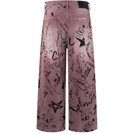 MAROON GRAFFITI DENIM