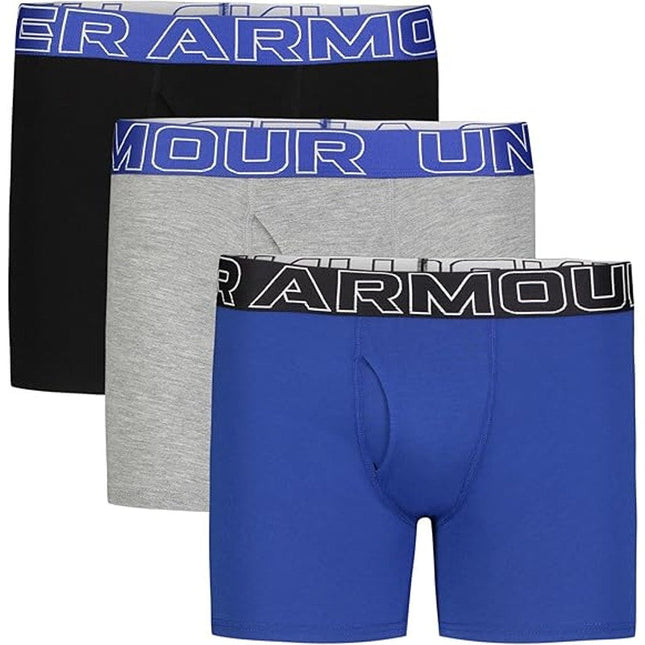 New 3-Pack Under Armour Boys Large Blue Stretch Boxer Jock Lightweight Underwear