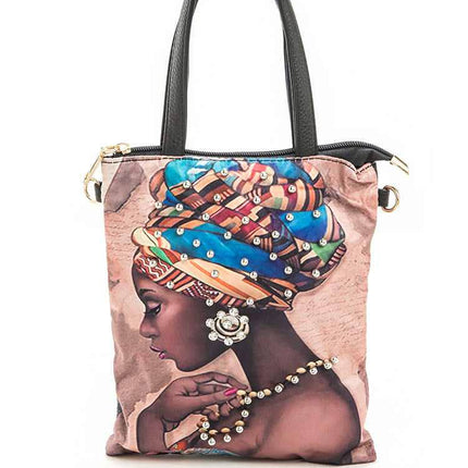 Crystal Accent Girl Convertible Top Handle Bag