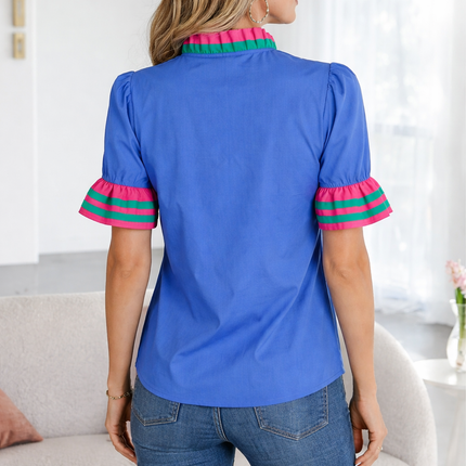 Journee Ruffled Short Sleeve Blouse