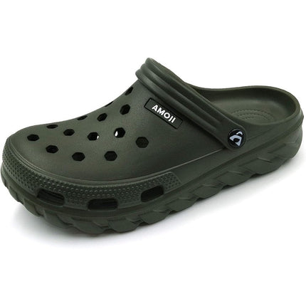 Amoji Mens Size 6 Army Green Clogs Round Toe Sandal Garden Water Shoes