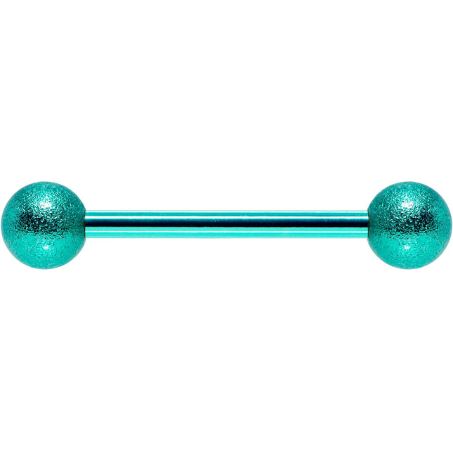 14G 5/8 Green Color PVD Sandblasted Barbell Tongue Ring