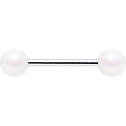 Matte Iridescent White 6mm Acrylic Ball Barbell Tongue Ring