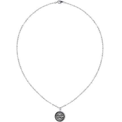 Custom Black Mandala Personalized Name Silver Plated Chain Necklace
